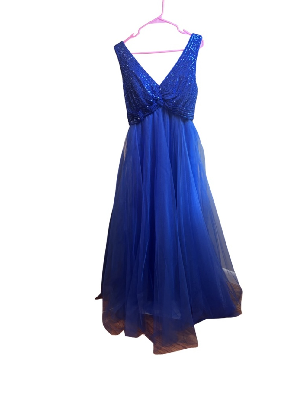 Blue Sequin Top Tulle Skirt Formal Prom Bridesmaid Dress New Large
